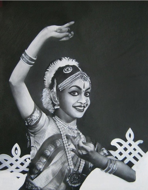 Artwork depicting a Bharatanatyam dancer