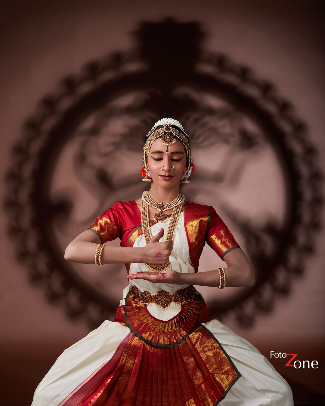 Bharatanatyam dancer in a poised, grounded stance